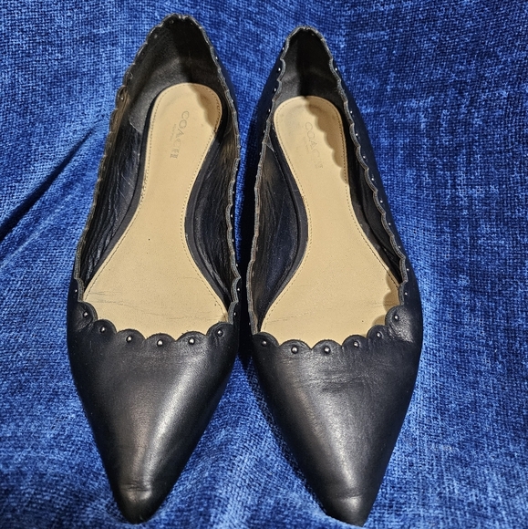 Coach Black Scalloped Flats - Picture 2 of 7